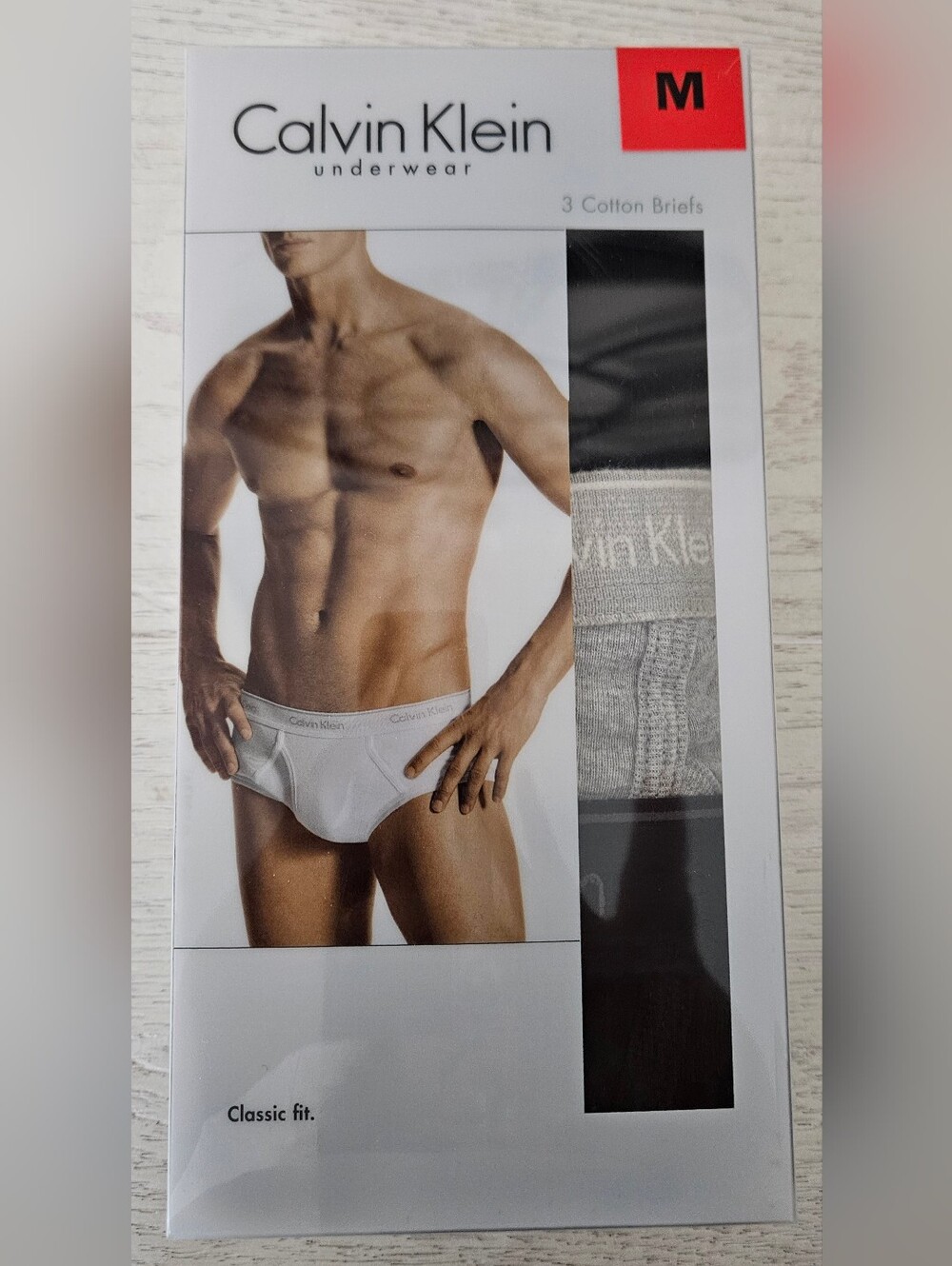 Calvin Klein 3-Pack Cotton Briefs 2 Black, 1 Grey, NIB Medium